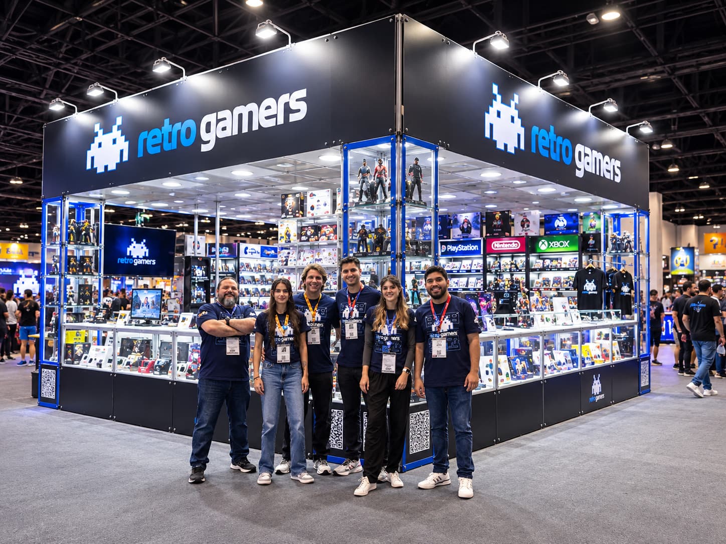 Equipe completa no pavilhão